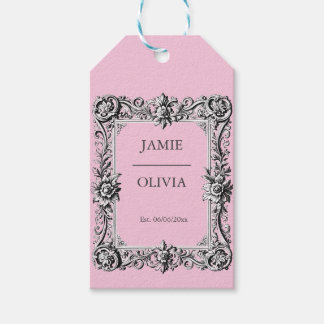 Etiqueta Para Presente PINK Custom Victorian Scroll Frame – wedding