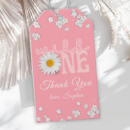 Etiqueta Para Presente Pink Daisy Wild One Aniversário de 1 ano