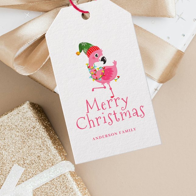 Etiqueta Para Presente Pink Flamingo Tropical Natal (Criador carregado)