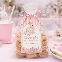 Etiqueta Para Presente Pink Floral Bunny Thank You For Hopping By