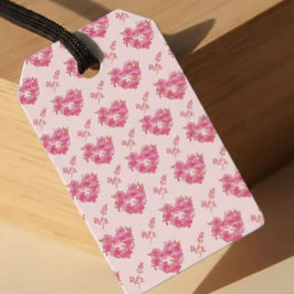 Etiqueta Para Presente Pink Floral Hearts Pattern