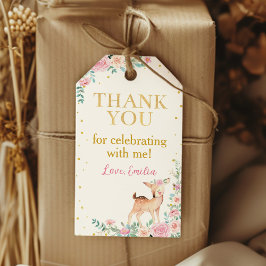 Etiqueta Para Presente Pink Floral, Maravilhosa Festa De Veado Obrigado