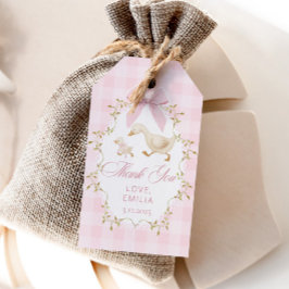 Etiqueta Para Presente Pink Gingham Goose Birthday party