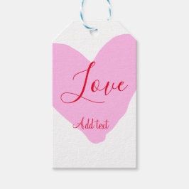Etiqueta Para Presente Pink heart love happy Valentine's day text red nam