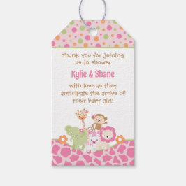 Etiqueta Para Presente Pink Jungle Animals Baby Shower Favor Gift Tag