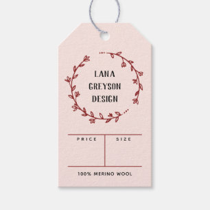 Etiqueta Para Presente Pink Maroon Wreath Social Media Price