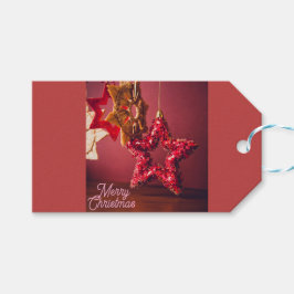 Etiqueta Para Presente Pink "Merry Christmas" Modern Gift Tag with Star
