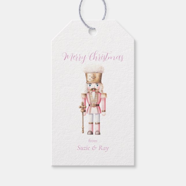 Etiqueta Para Presente Pink Nutcracker Natal (Frente)