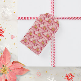 Etiqueta Para Presente Pink Poinsettia Natal