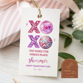 Etiqueta Para Presente Pink sequin shimmer valentine tag