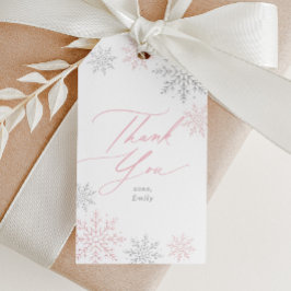 Etiqueta Para Presente Pink Snowflake Glitter Birthday