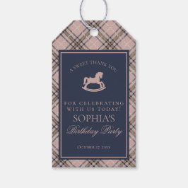 Etiqueta Para Presente Pink Tartan Plaid Rocking Horse Birthday Favors