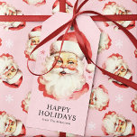 Etiqueta Para Presente Pink Vintage Retro Papai Noel Natal<br><div class="desc">Adicione um toque nostálgico aos seus presentes com estas etiquetas de presentes de Natal Santa Claus cor-de-rosa. Apresentando uma ilustração retrô encantadora com flocos de neve festivos, esses marcadores são perfeitos para adicionar personalidade e calor aos presentes de Natal. O design de Papai noel clássico contra o fundo rosa cria...</div>