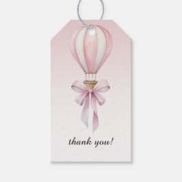 Etiqueta Para Presente Pink Watercolor Hot Air Balloon Girl Baby Shower