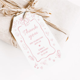 Etiqueta Para Presente Pink Winter Onederland Birthday Party Favor Tags