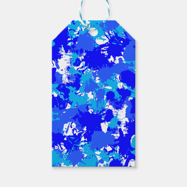 Etiqueta Para Presente Pinta Azul Splatter (Frente)