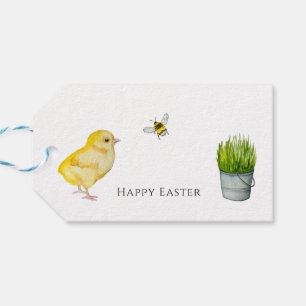 Etiqueta Para Presente pintinhos felzs pascoa e flores de primavera