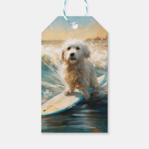 Etiqueta Para Presente Pintor De Surfe De Praia De Coton De Tulear