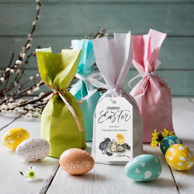 Etiqueta Para Presente Pintos e Ninho | Feliz Páscoa (Criador carregado)