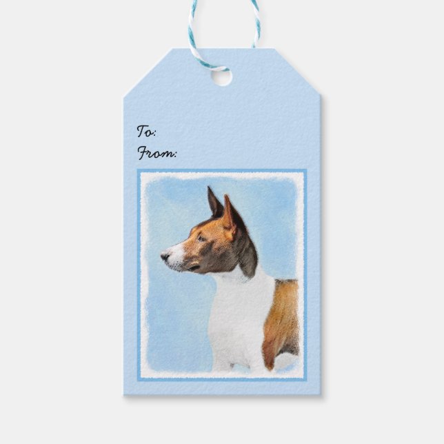 Etiqueta Para Presente Pintura Basenji - Arte Original Custa (Frente)