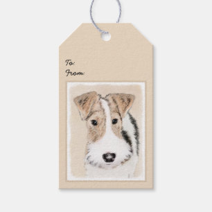 Etiqueta Para Presente Pintura com terrier de Fox com fio - Arte canina o