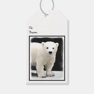 Etiqueta Para Presente Pintura de Cub de urso polar - arte original dos