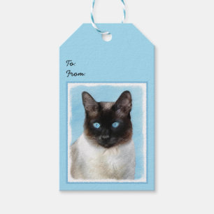 Etiqueta Para Presente Pintura de Gato Siamês - Arte de Gato Original Fof