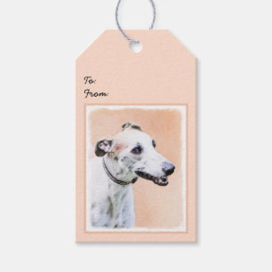 Etiqueta Para Presente Pintura de Greyhound - Arte de Cachorro Original
