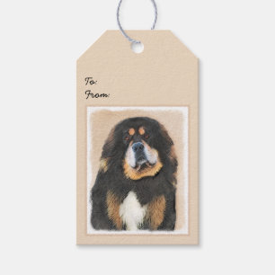 Etiqueta Para Presente Pintura de Mastiff Tibetano - Arte de Cachorro Ori