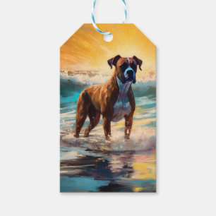 Etiqueta Para Presente Pintura de Surf da Praia Boxer