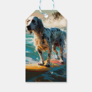 Etiqueta Para Presente Pintura de surf em lanterna inglesa setter Beach