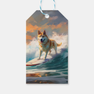 Etiqueta Para Presente Pintura de surfe na praia de Akita