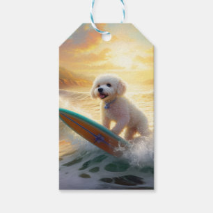 Etiqueta Para Presente Pintura de surfe na praia de Bichon Frise
