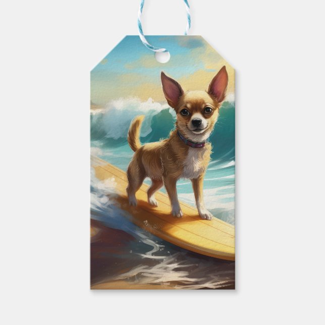 Etiqueta Para Presente Pintura de surfe na praia de Chihuahua (Frente)