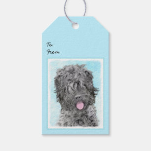 Etiqueta Para Presente Pintura de Terrier russo preto - Cachorro original