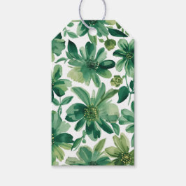 Etiqueta Para Presente Pintura em Aquarela Botânica Floral Jardim Verde