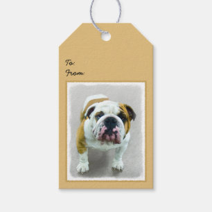 Etiqueta Para Presente Pintura em Bulldog - Arte Cão Original Bonita