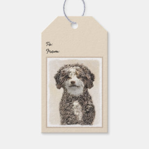 Etiqueta Para Presente Pintura Espanhola de Cão-de-Água - Arte Cão Ori