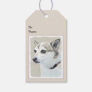 Etiqueta Para Presente Pintura Norueguesa De Lundehund - Arte Original De