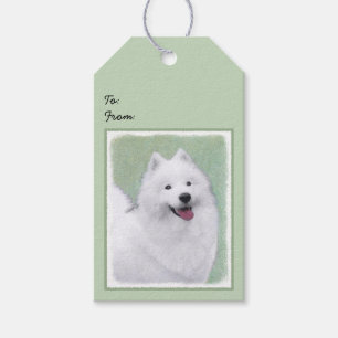 Etiqueta Para Presente Pintura Samoyed - Arte Cachorosa Original