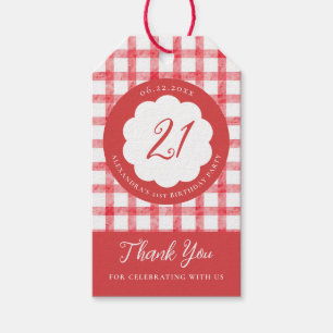 Etiqueta Para Presente Piquenique Verão Primavera Gingham Vermelho Recort
