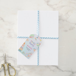 Etiqueta Para Presente Piscina de aquarela festa de aniversário de ve