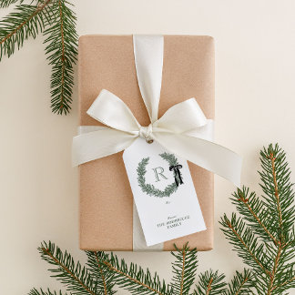 Etiqueta Para Presente Piso de Ferida do Monograma Clássico