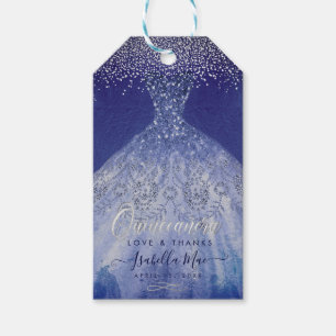 Etiqueta Para Presente PixDezines Quinceanera Sparkle Gown, Blue Ombre