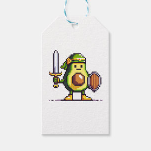Etiqueta Para Presente Pixel Avocado Warrior - Caractere do Jogo Retroati