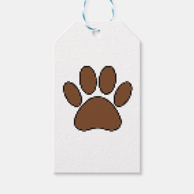 Etiqueta Para Presente Pixel Dog Paw Print (Frente)