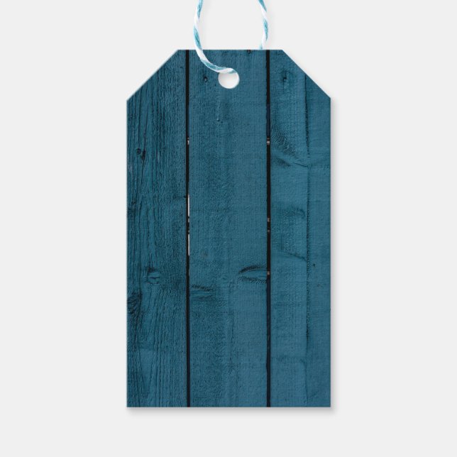 Etiqueta Para Presente Placas de madeira pintadas de cor azul (Frente)