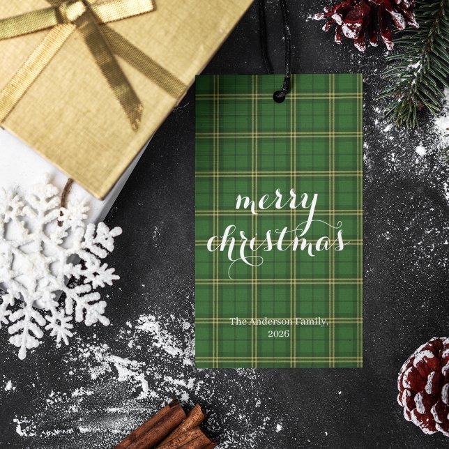 Etiqueta Para Presente Plaid Clássico Feliz Natal Festivo -  (Criador carregado)