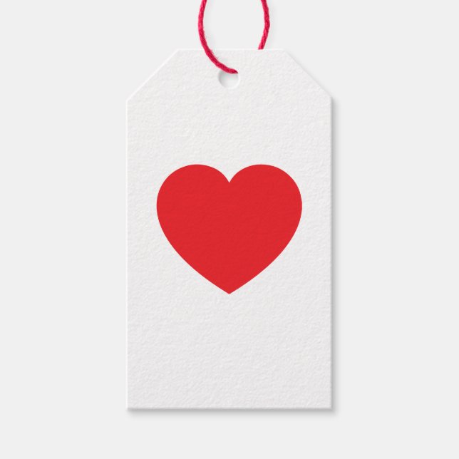 Etiqueta Para Presente Plain Modern White Red Love Heart Graphic (Frente)
