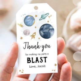 Etiqueta Para Presente Planetas Externos Dourados Aniversário do Menino O